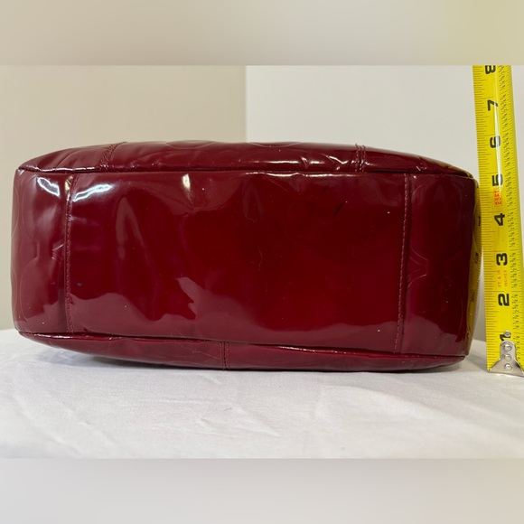 Coach Embossed Signature Burgundy Patent Leather Shoulder Bag - Picture 15 of 16